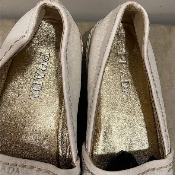 Prada White Leather Espadrille Platform Slip-Ons - Picture 8 of 9